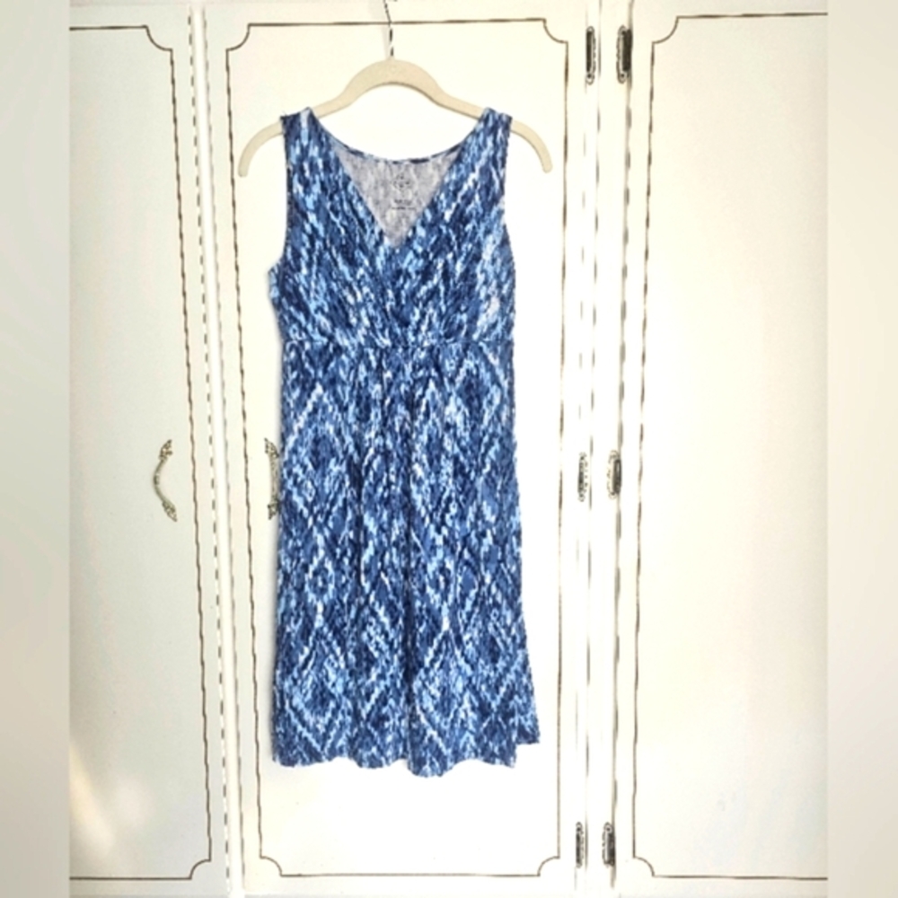 St John's Bay Blue Patterned Sleeveless Dress